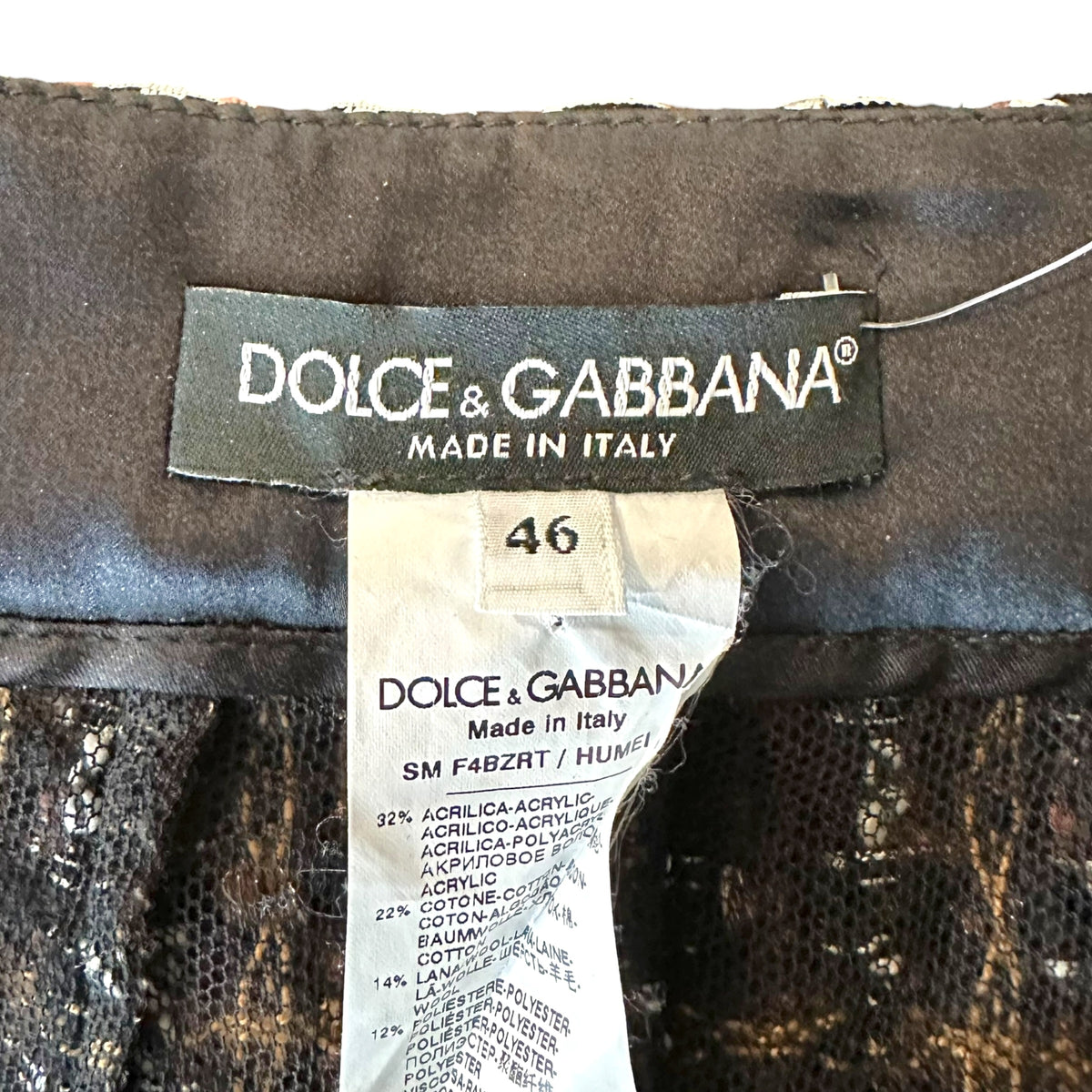 Dolce & Gabbana Tweed Pleated Midi Skirt Black Brown