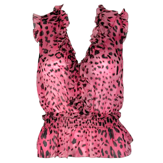Dolce & Gabbana Pink Leopard Print Silk Blouse
