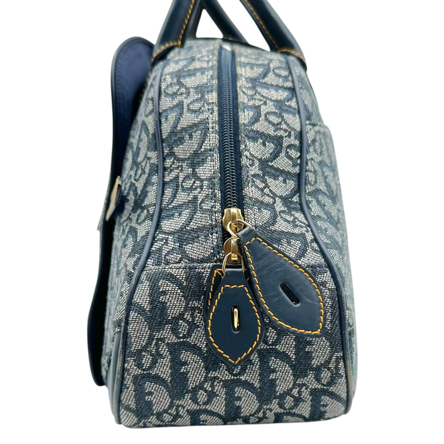 Christian Dior Bowler Bag Navy Blue Trotter Monogram