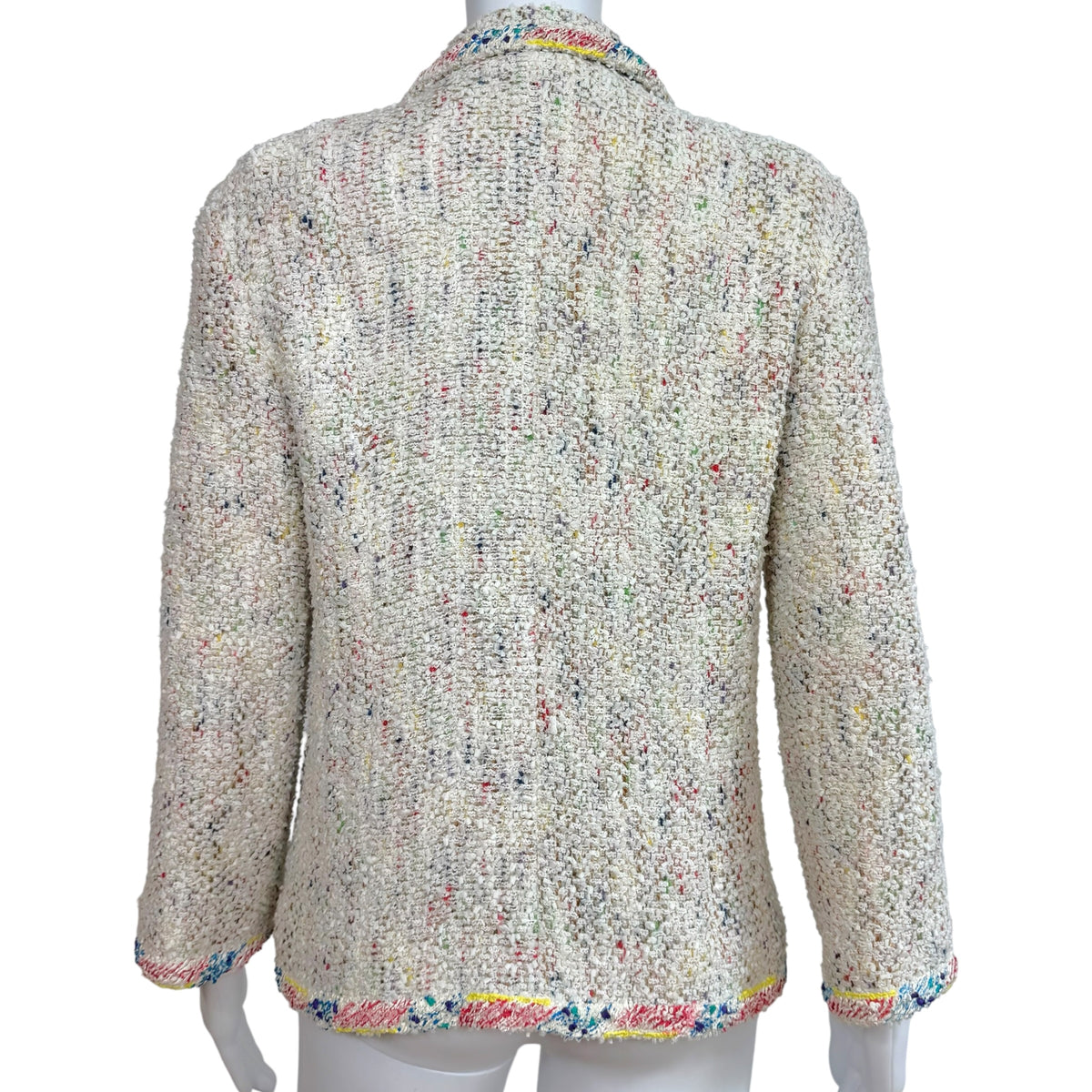 Chanel Tweed Jacket White Multicolor Puff Paint Trim
