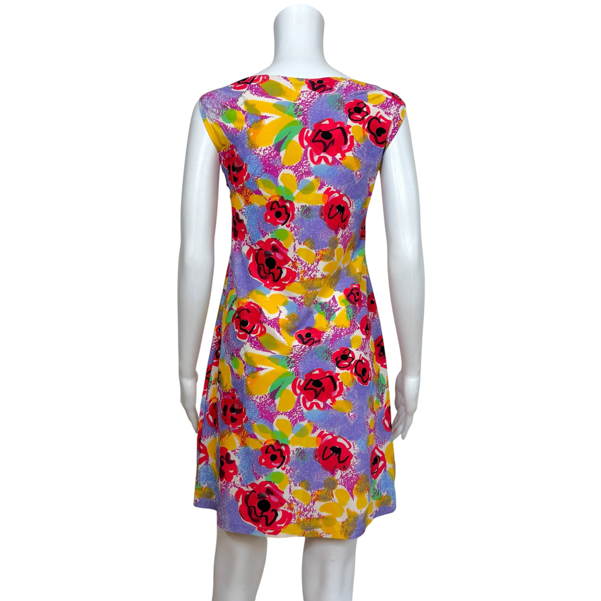Chanel A-Line Mini Dress Multicolor Camellia Print 1990s
