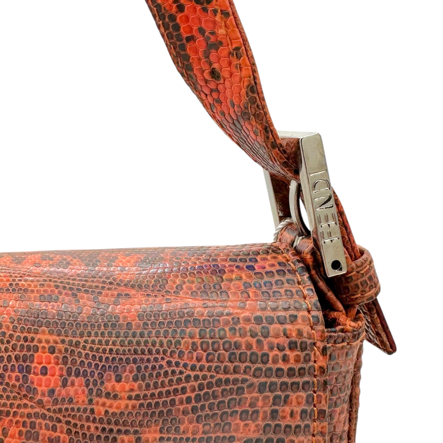 Fendi Coral Iridescent Lizard & Purple Stone Baguette Bag - Outfit Repeater