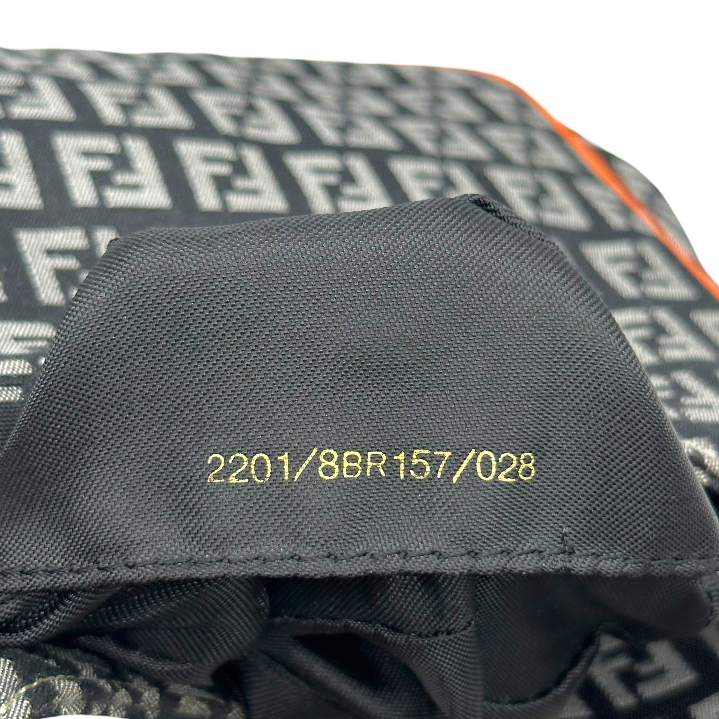 Fendi Black Zucchino Monogram Orange Leather Trim Mini Bag