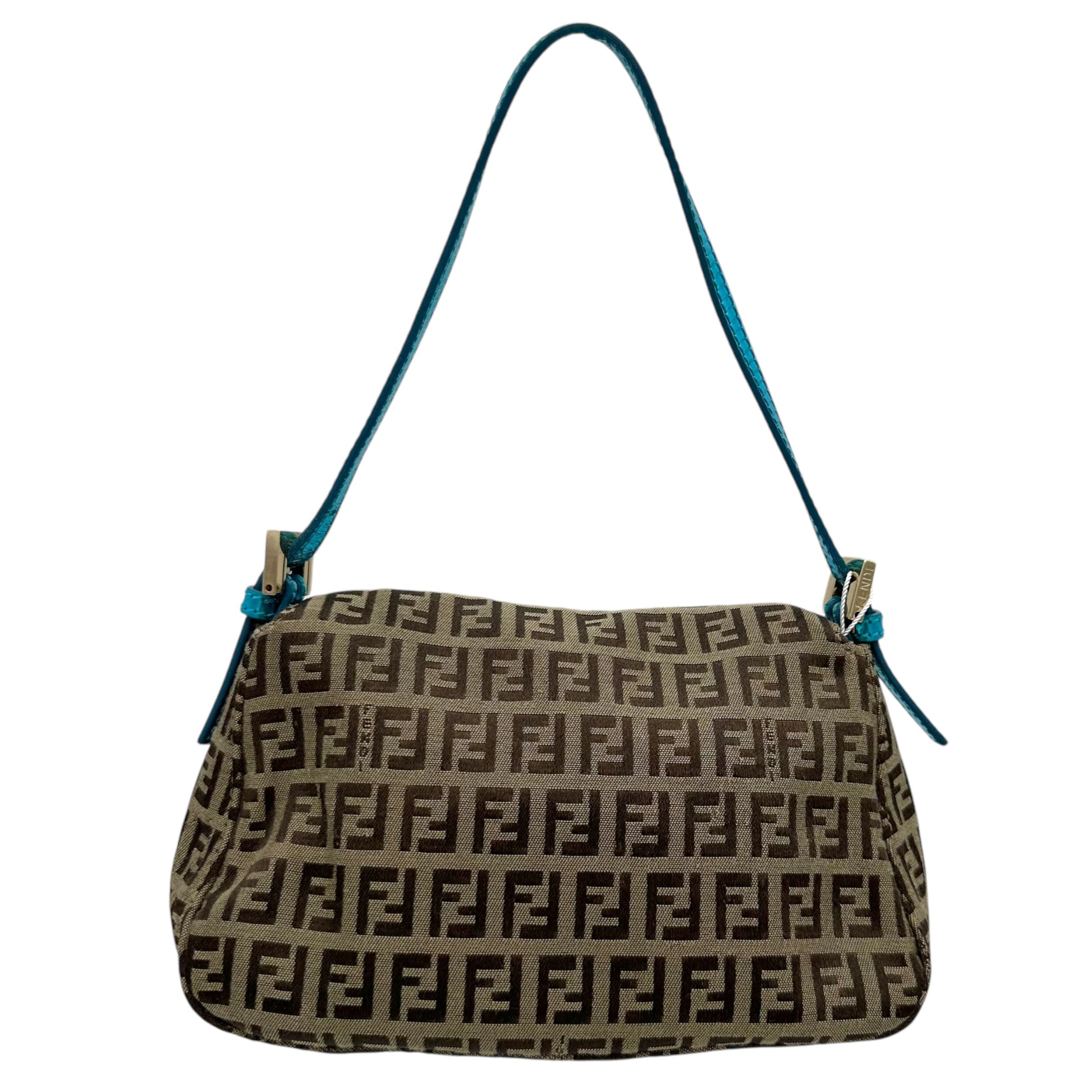 Fendi Zucca Mini Mama Baguette Bag w/ Blue - Outfit Repeater