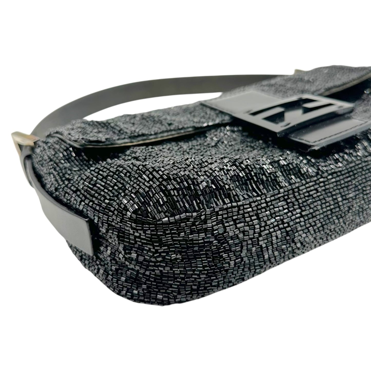 Fendi Black Beaded Baguette Bag