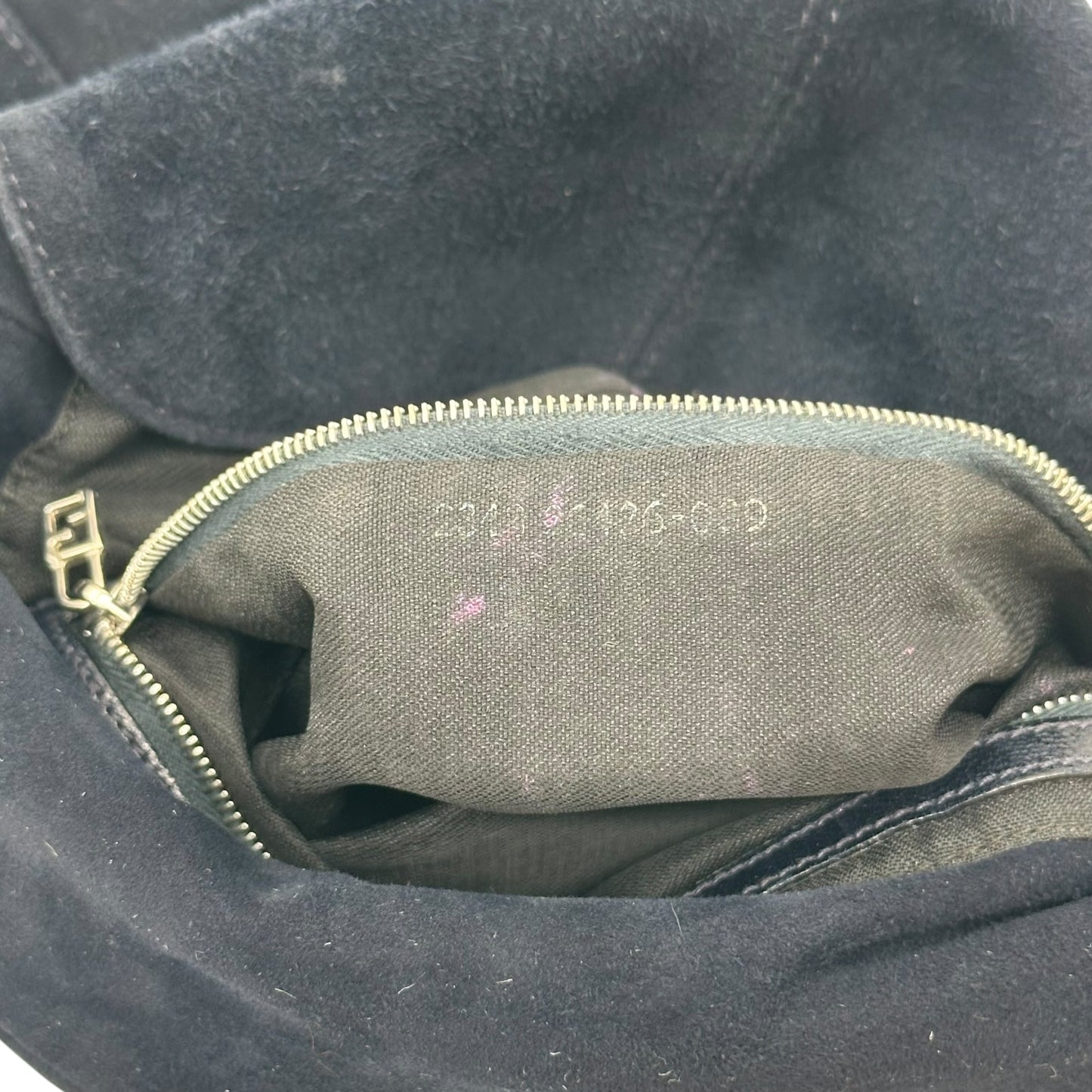 Fendi Navy Blue Suede Fold-Over Baguette Bag