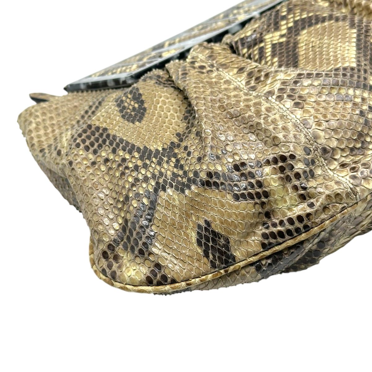 Fendi Beige Python Convertible Clutch Shoulder Bag