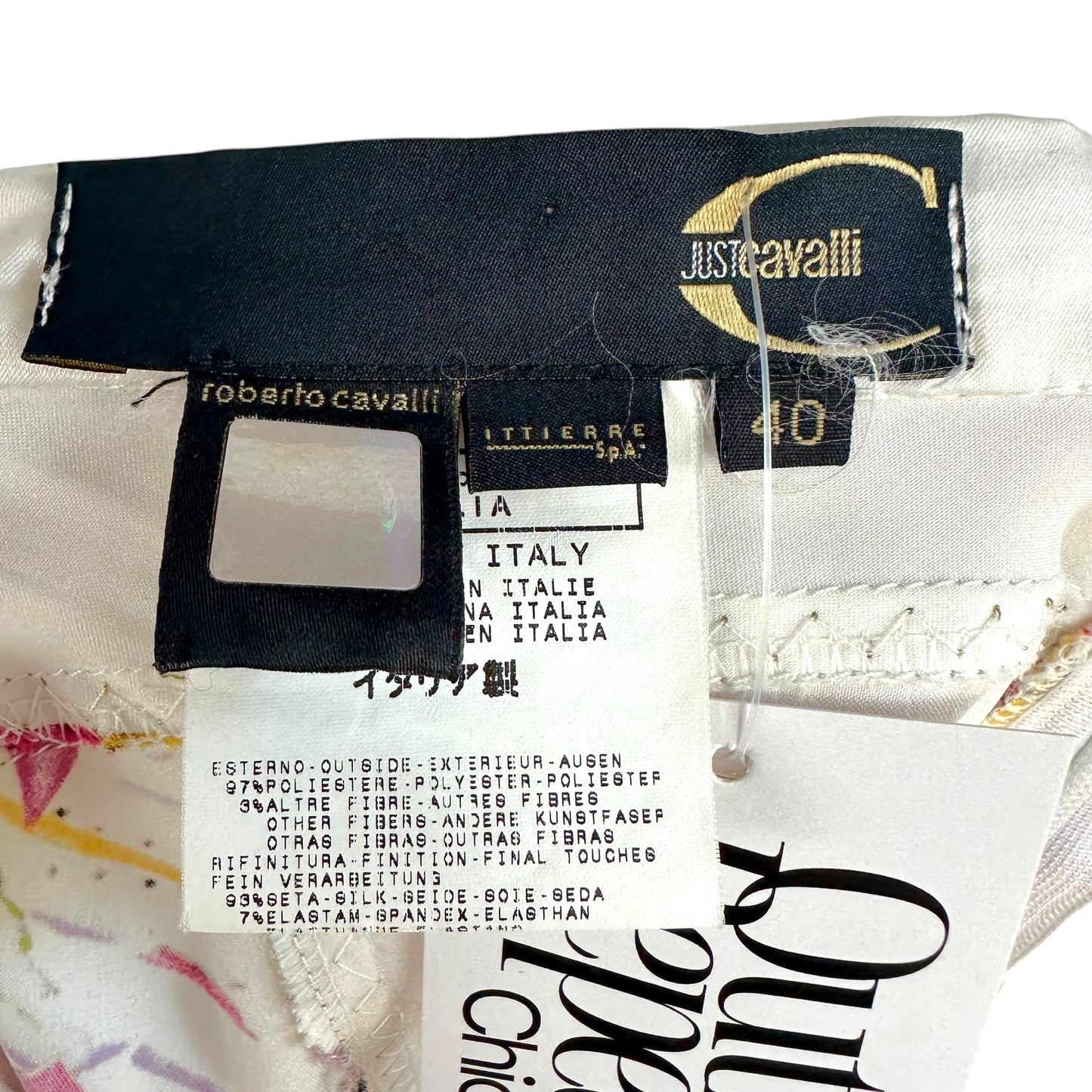 Just Cavalli Roberto Cavalli White Multicolor Floral Print Midi Skirt