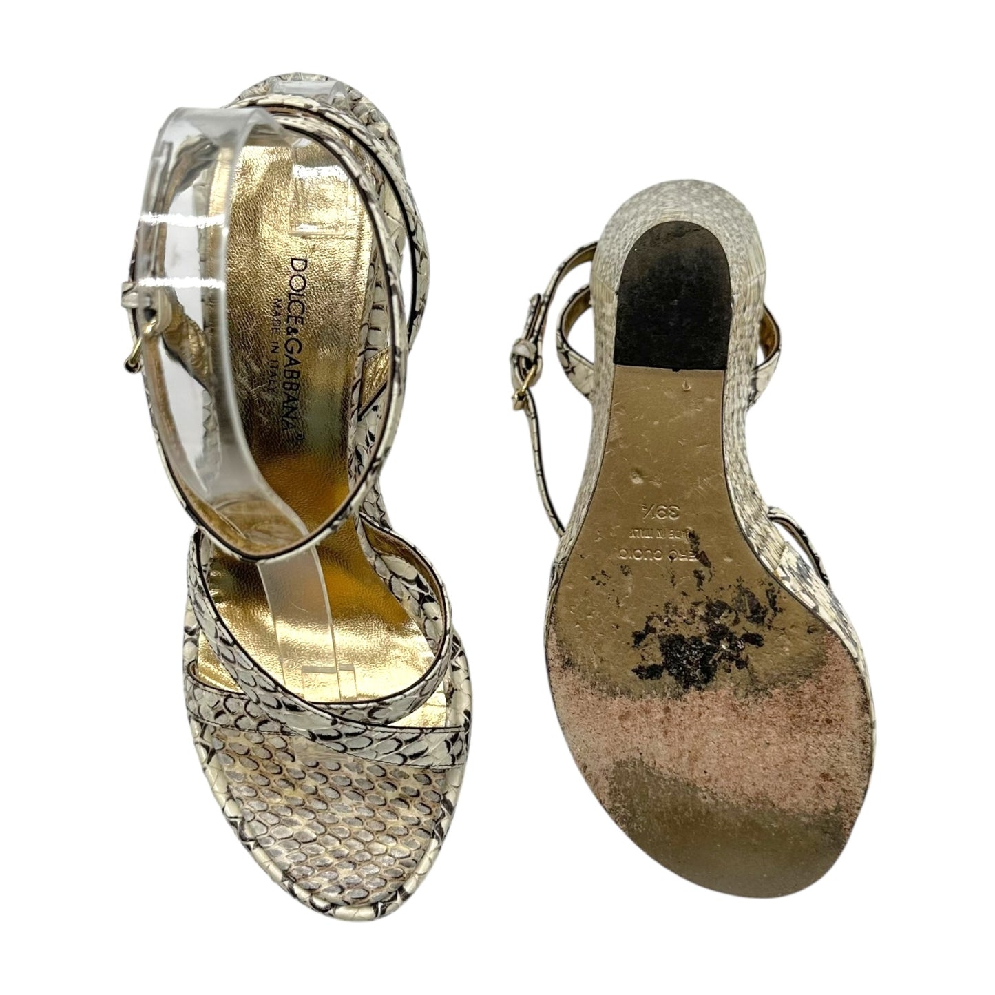 Dolce & Gabbana S/S 2005 Ivory Python Wedge Sandals