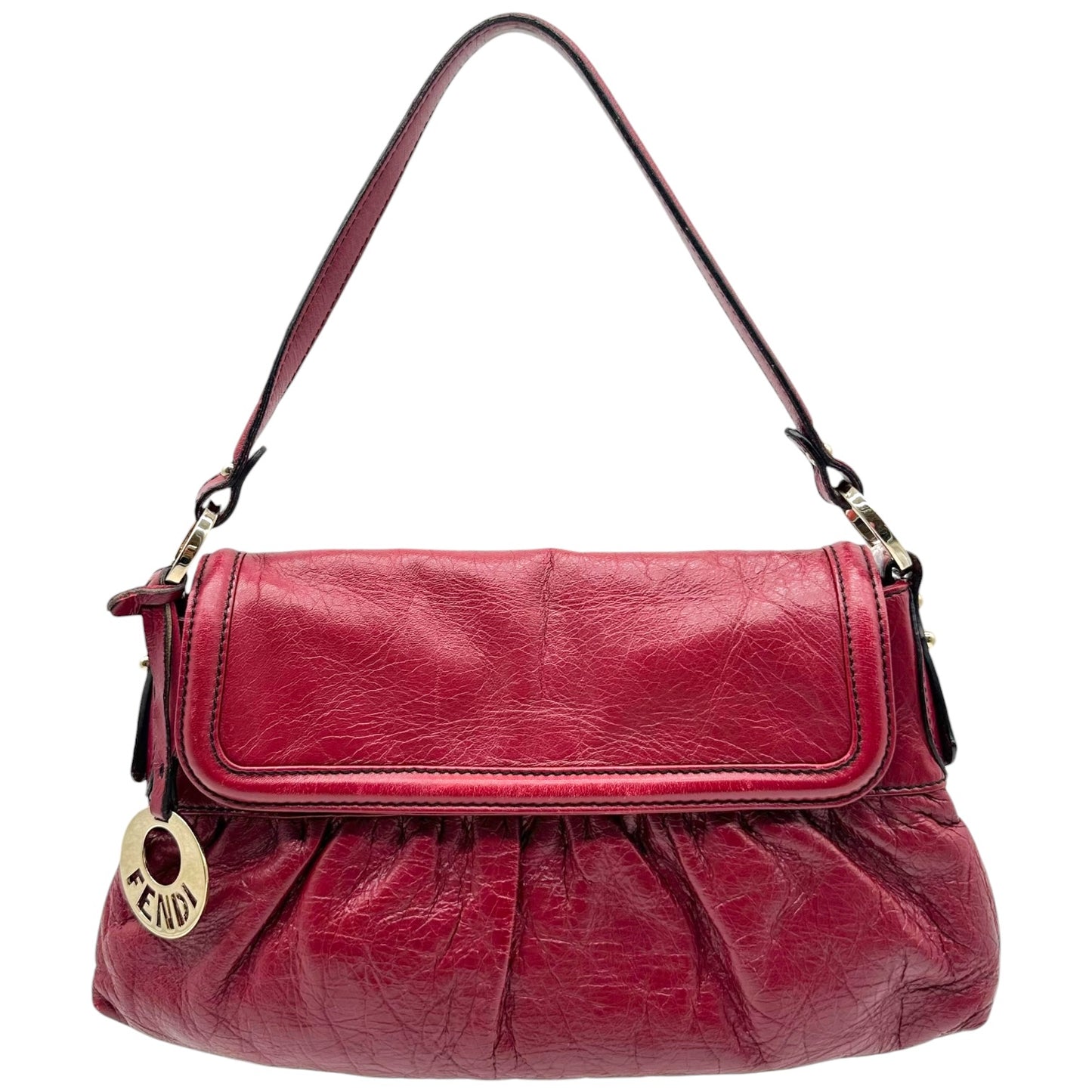 Fendi Burgundy Leather Small Chef Shoulder Bag