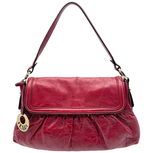 Fendi Burgundy Leather Small Chef Shoulder Bag