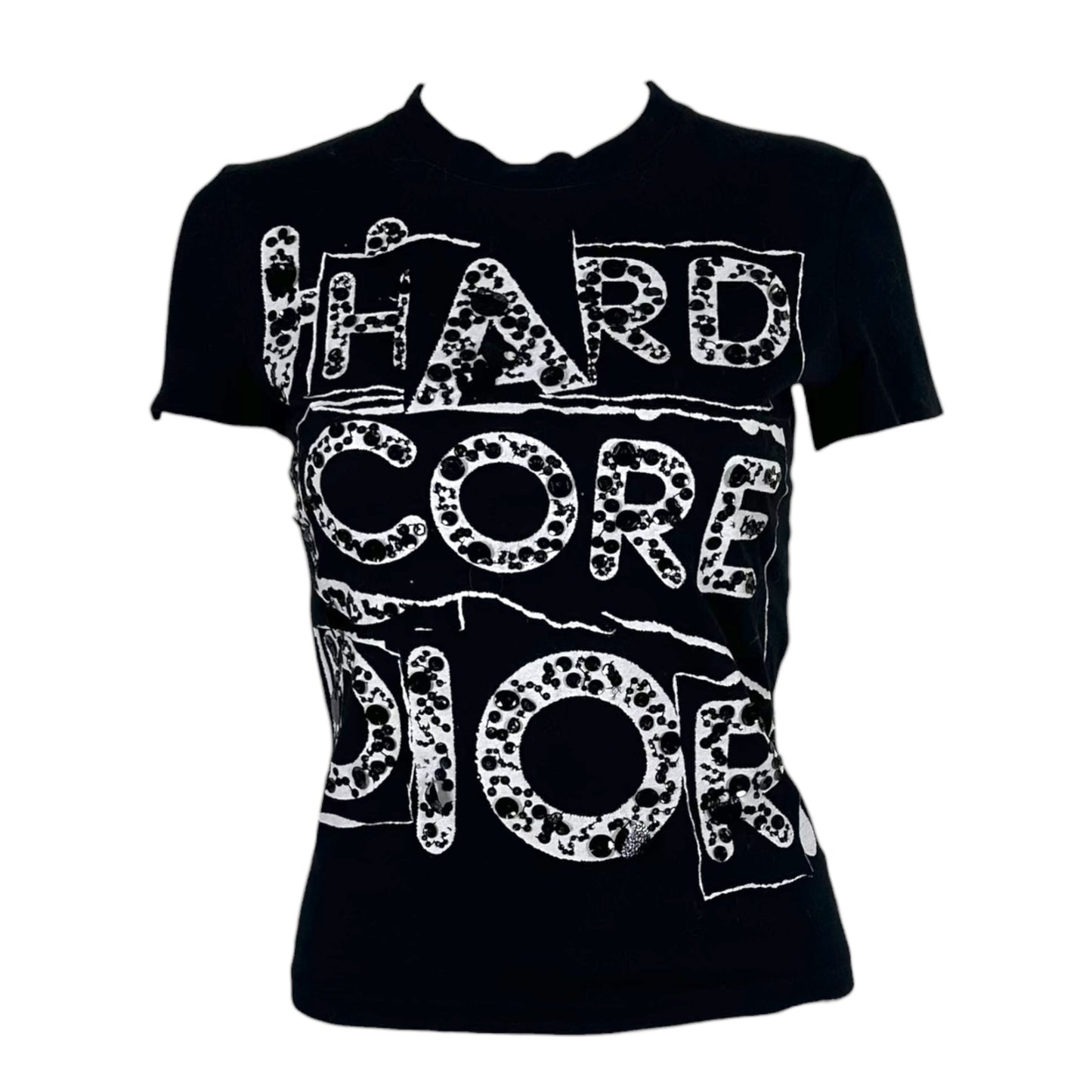 Christian Dior S/S 2003 Black 'Hardcore Dior' Sequin T-Shirt