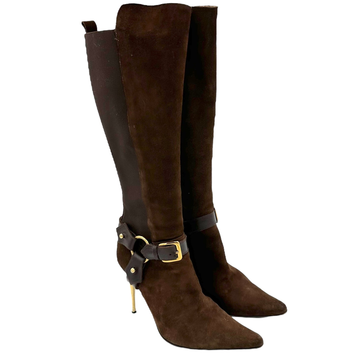 D&G Dolce & Gabbana Brown Suede Heeled Boots