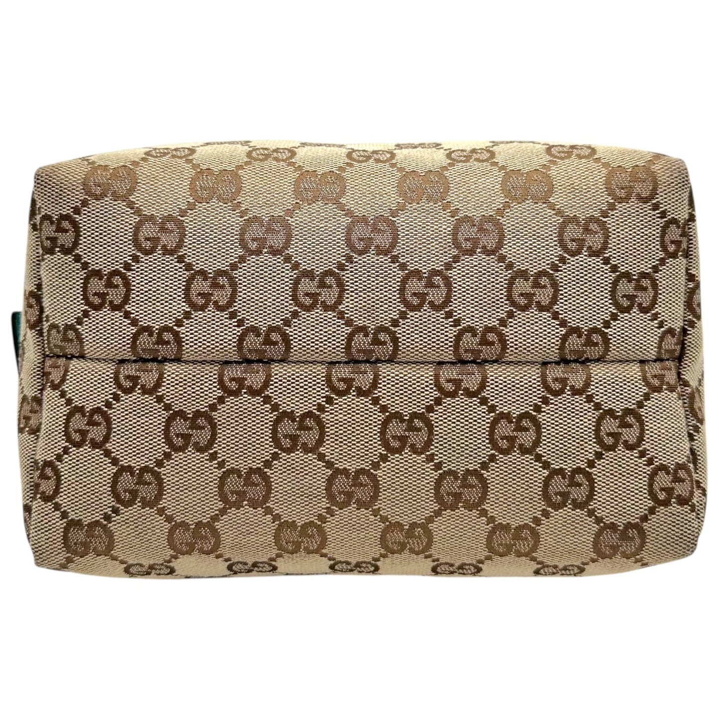 Gucci Tan Monogram & Turquoise Top Handle Pochette Bag