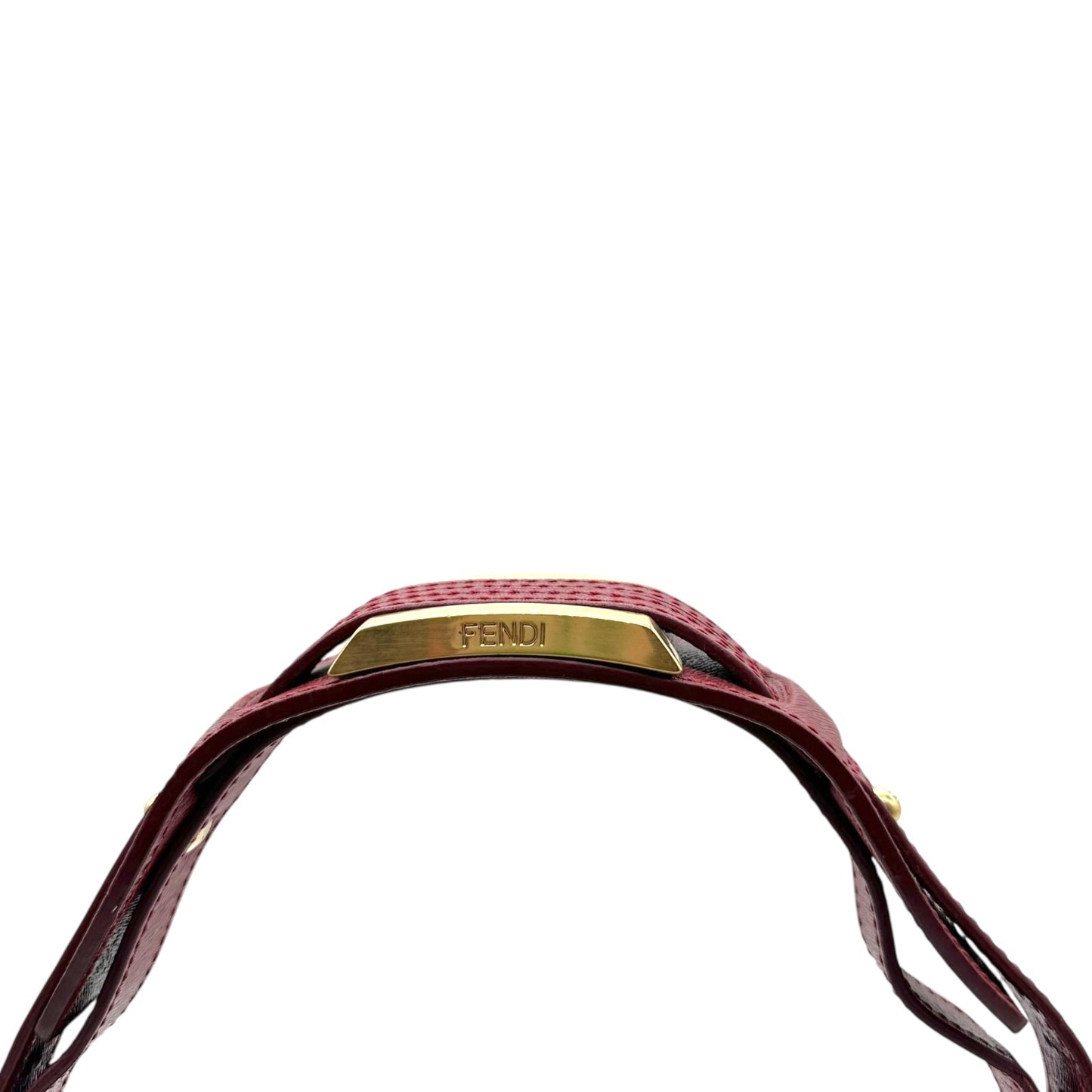 Fendi Tan & Burgundy Zucca Studded Shoulder Bag