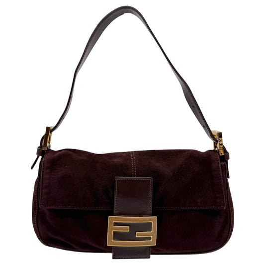 Fendi Brown Suede & Leather Baguette Bag