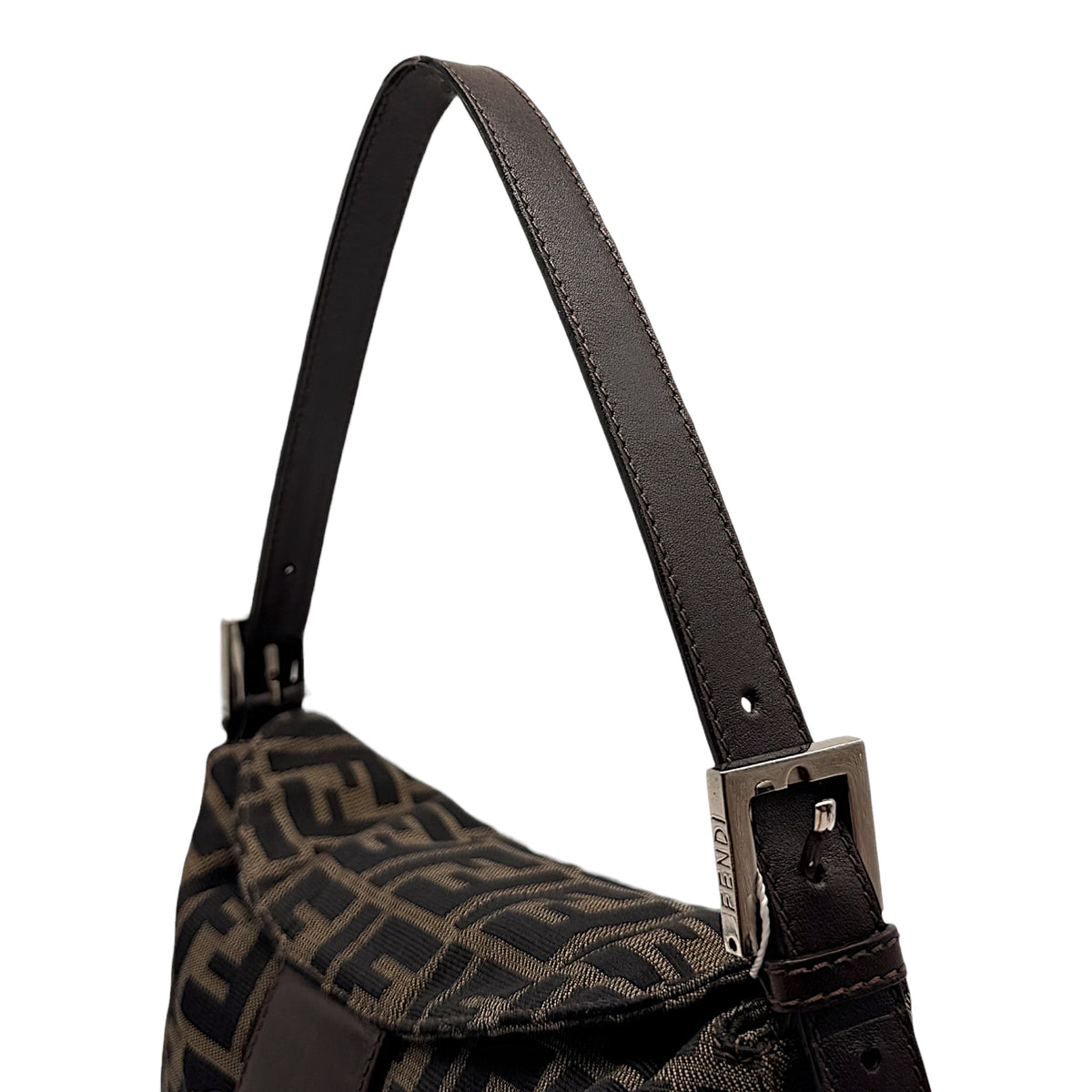 Fendi Brown Zucca Monogram Fold-Over Baguette Bag