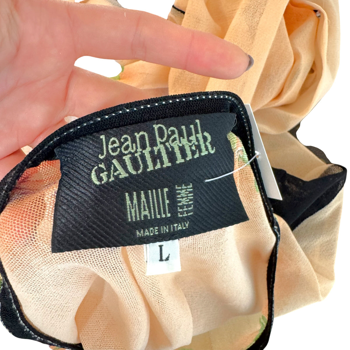 Jean Paul Gaultier Floral Print Mesh Long Sleeve Top