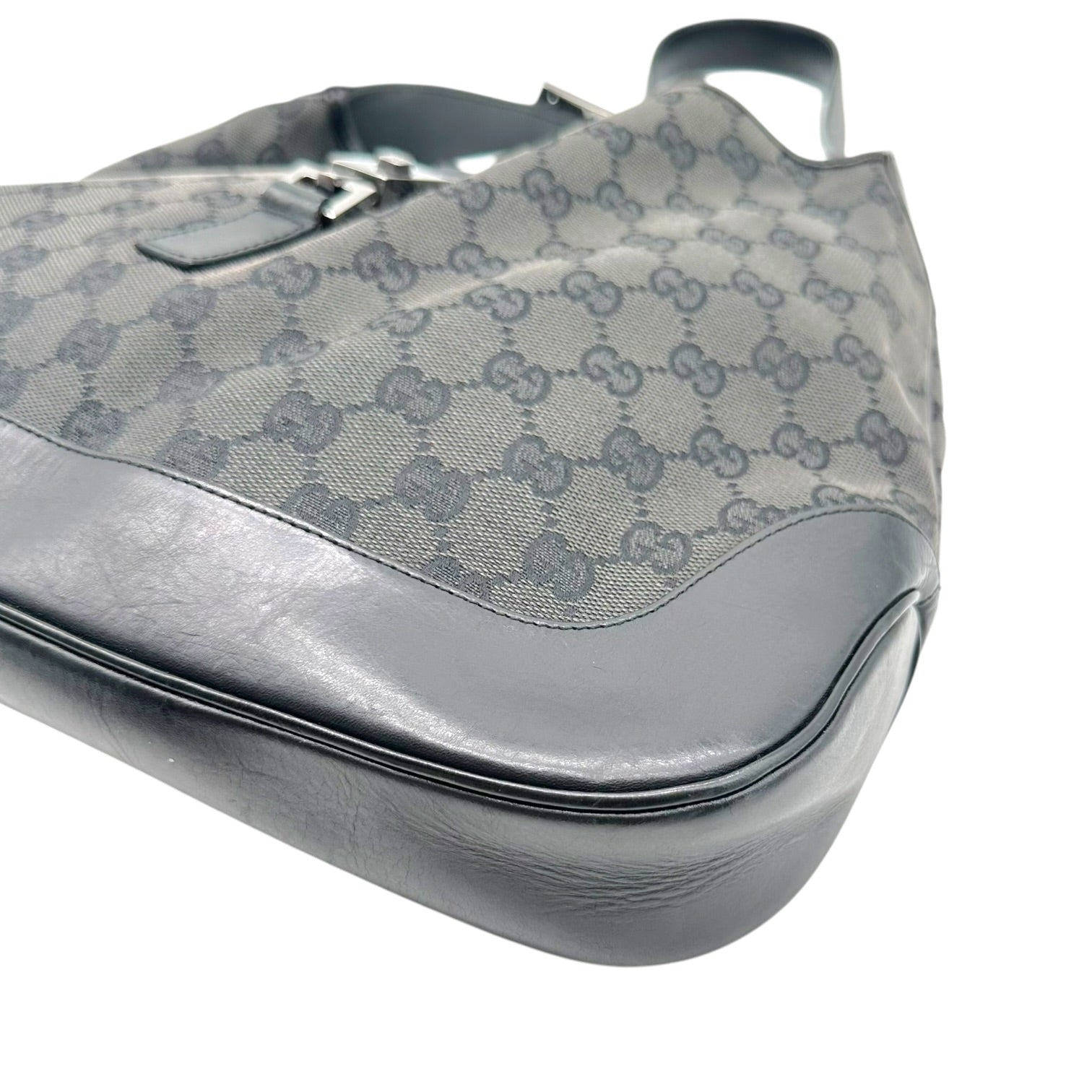 Gucci Large Jackie Shoulder Bag Gray Black Monogram