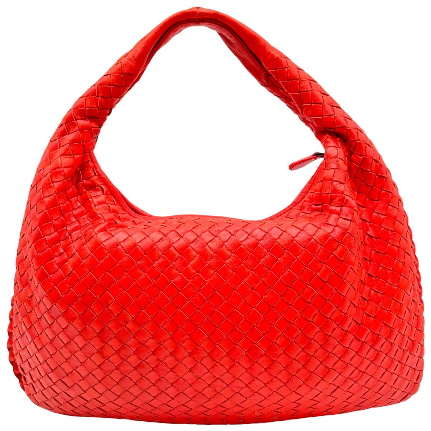 Bottega Veneta Orange Woven Leather Small Hobo Bag
