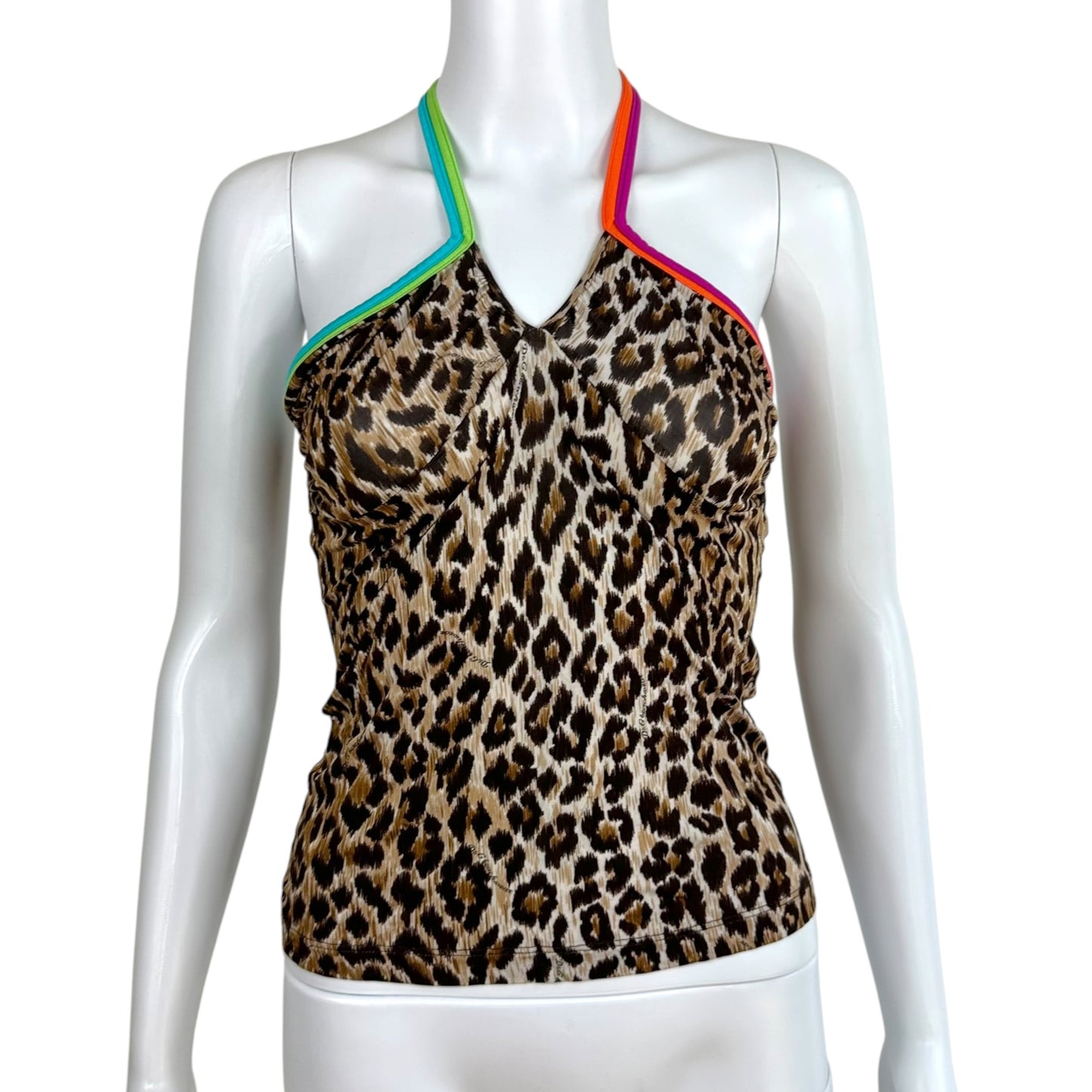D&G Beachwear Multicolor Strap Leopard Print Halter Tank