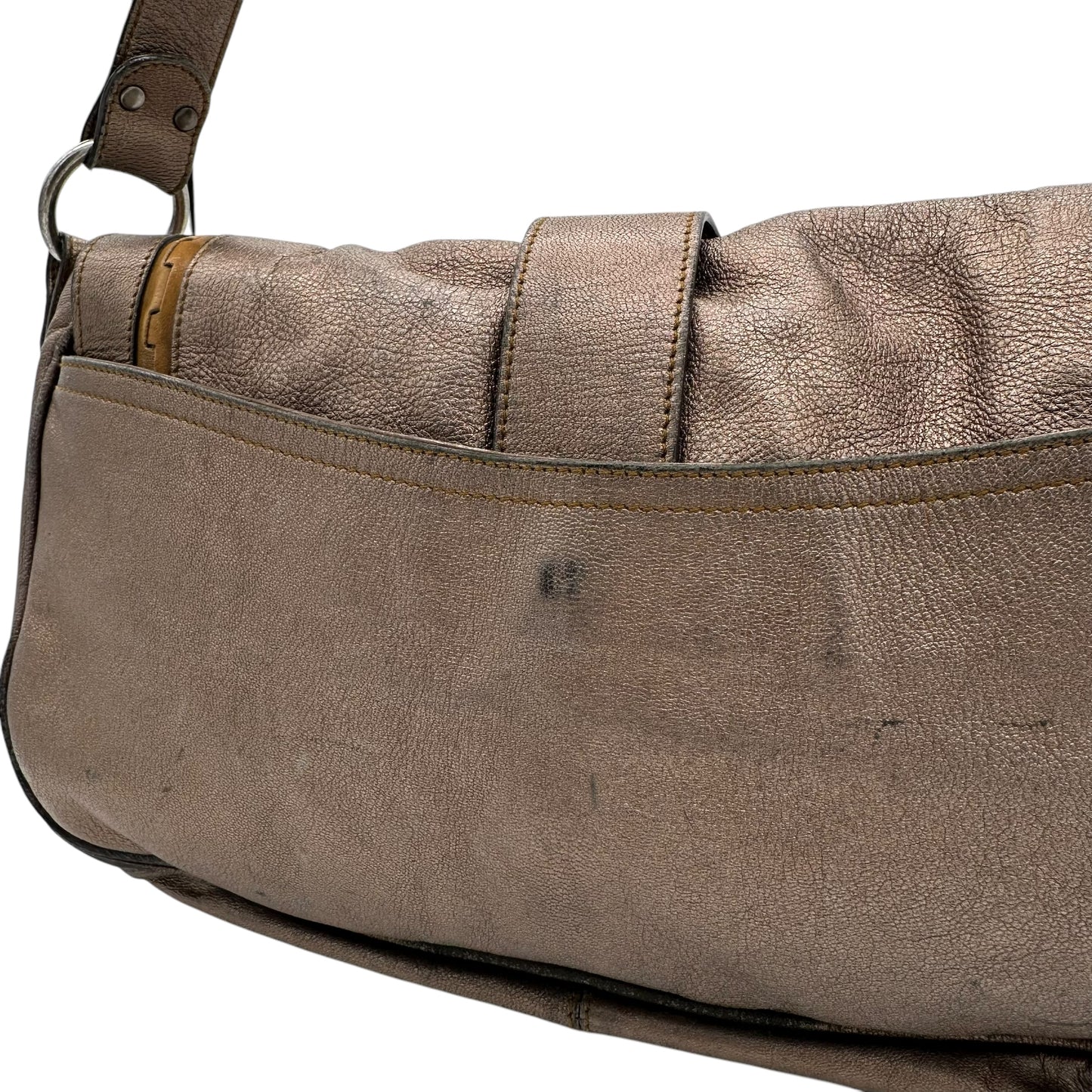 Christian Dior Metallic Silver Leather Gaucho Bag