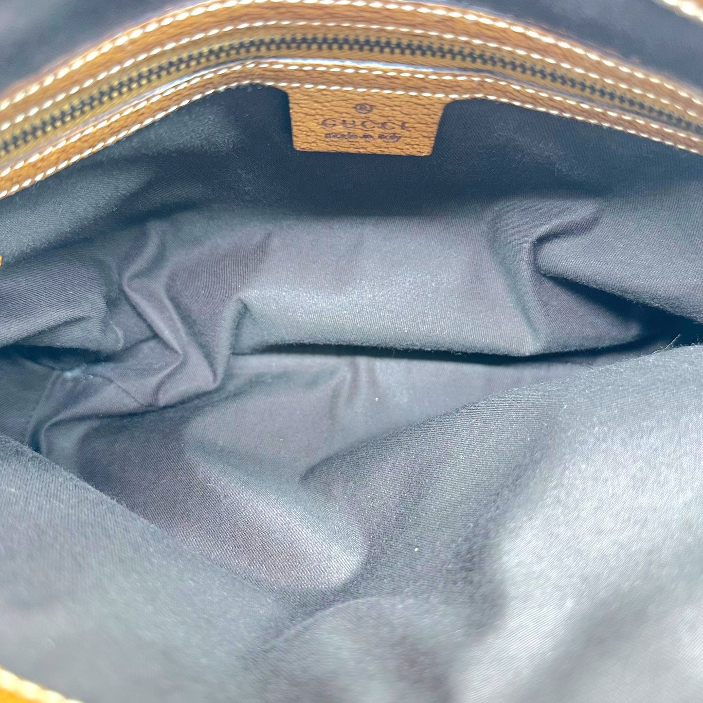 Gucci Shoulder Bag Beige Monogram Tan Leather Piston Lock