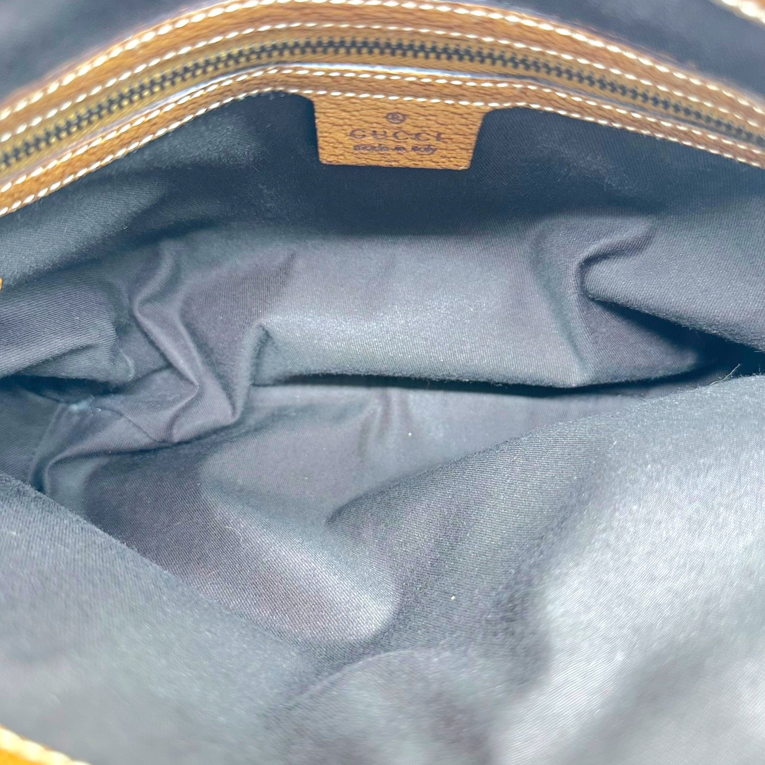 Gucci Shoulder Bag Beige Monogram Tan Leather Piston Lock