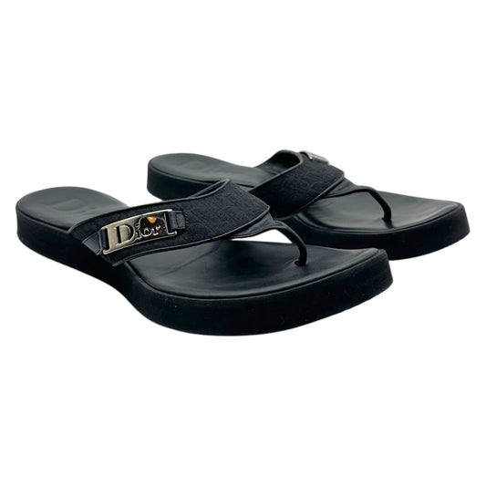 Christian Dior Black Monogram Platform Flip Flops