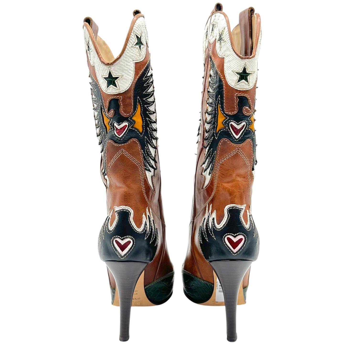 Dolce & Gabbana Brown Leather Heeled Cowboy Boots