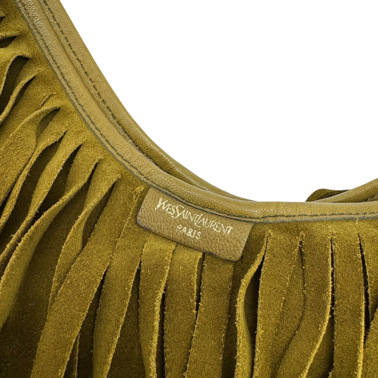 Yves Saint Laurent by Tom Ford Khaki Suede Fringe Shoulder Bag