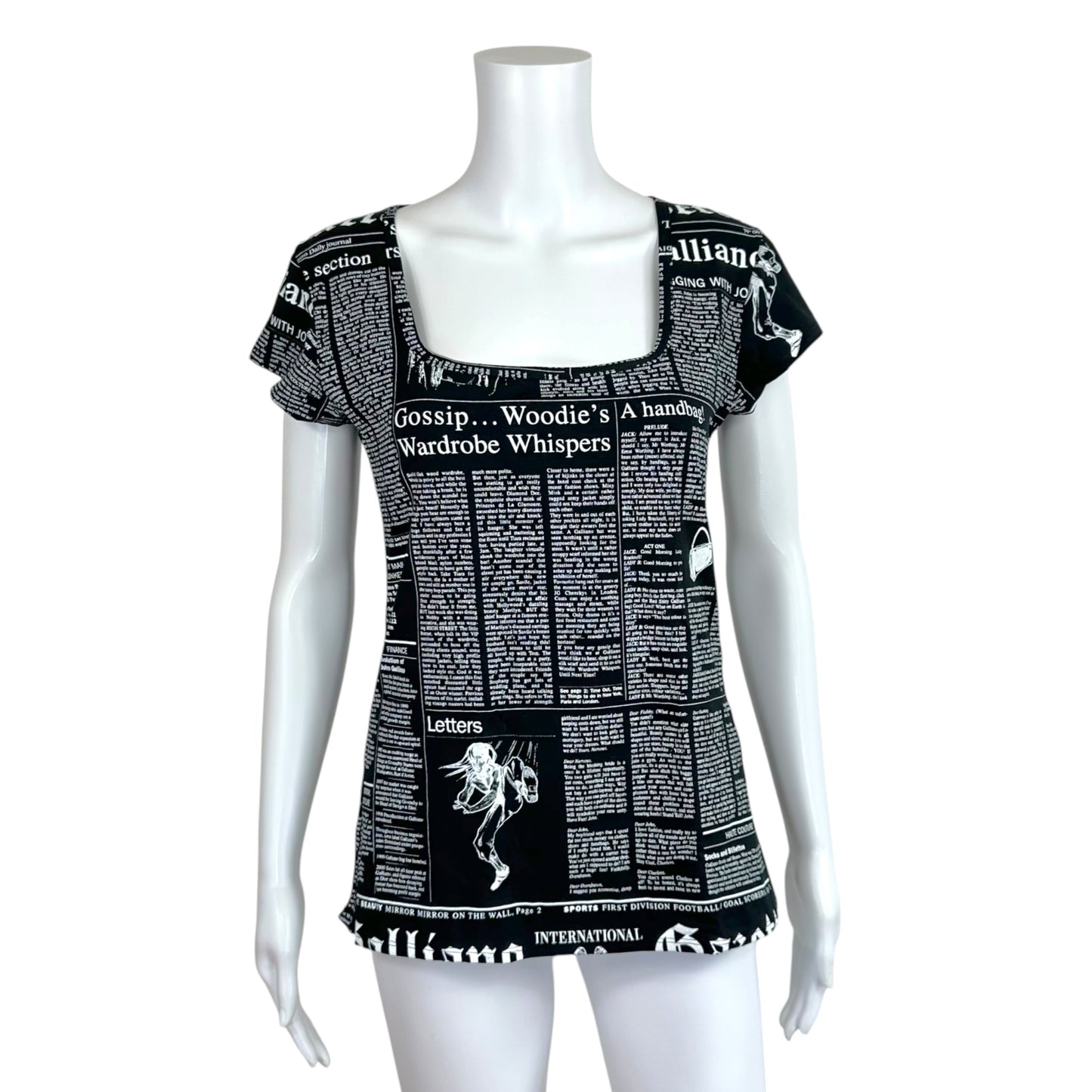 John Galliano Black & White Gazette Newsprint T-Shirt
