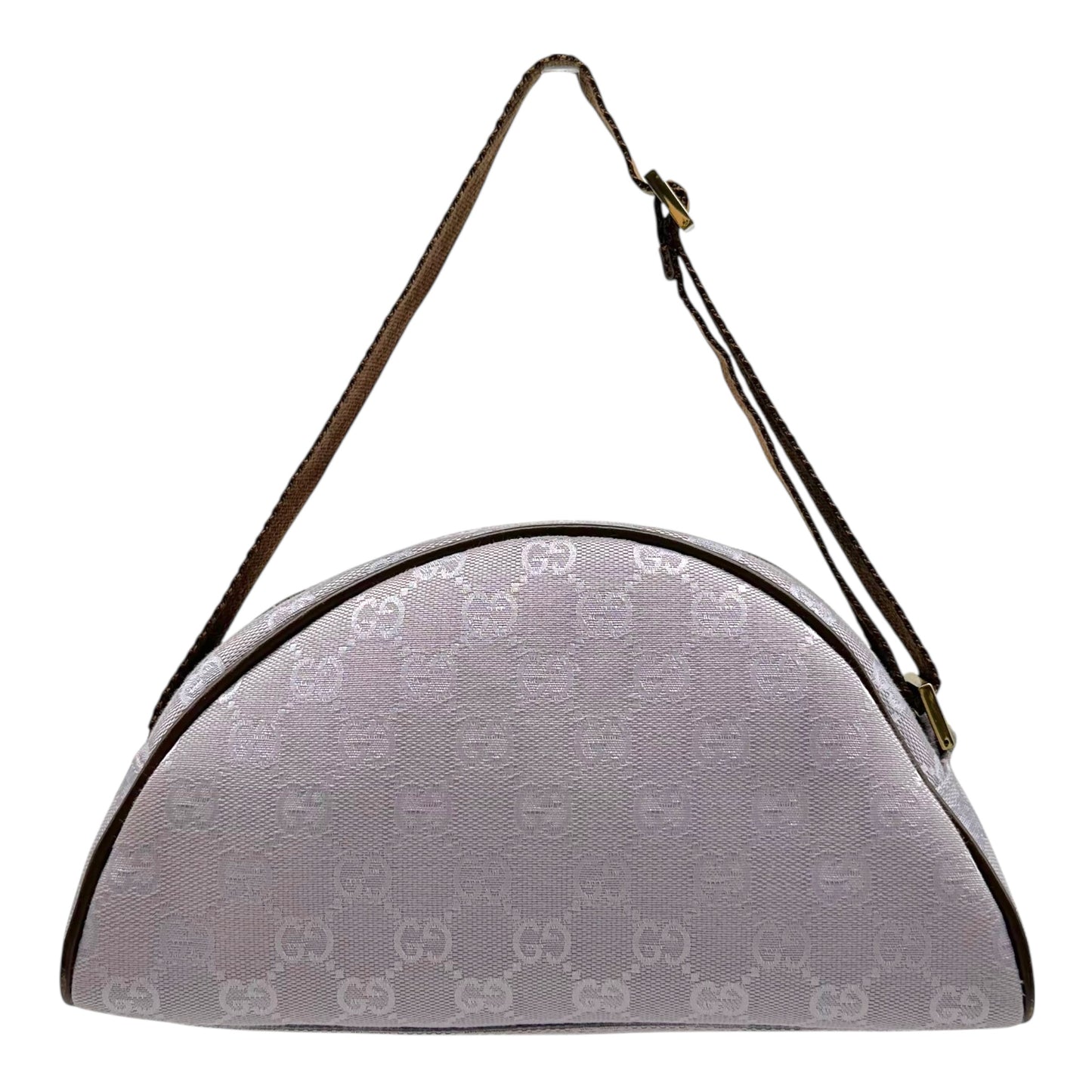Gucci Lavender Monogram Canvas & Brown Leather Crescent Pochette Mini Bag