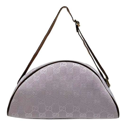 Gucci Lavender Monogram Canvas & Brown Leather Crescent Pochette Mini Bag
