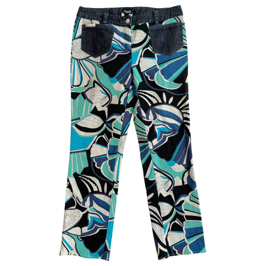 D&G Blue Floral Printed Capri Pants