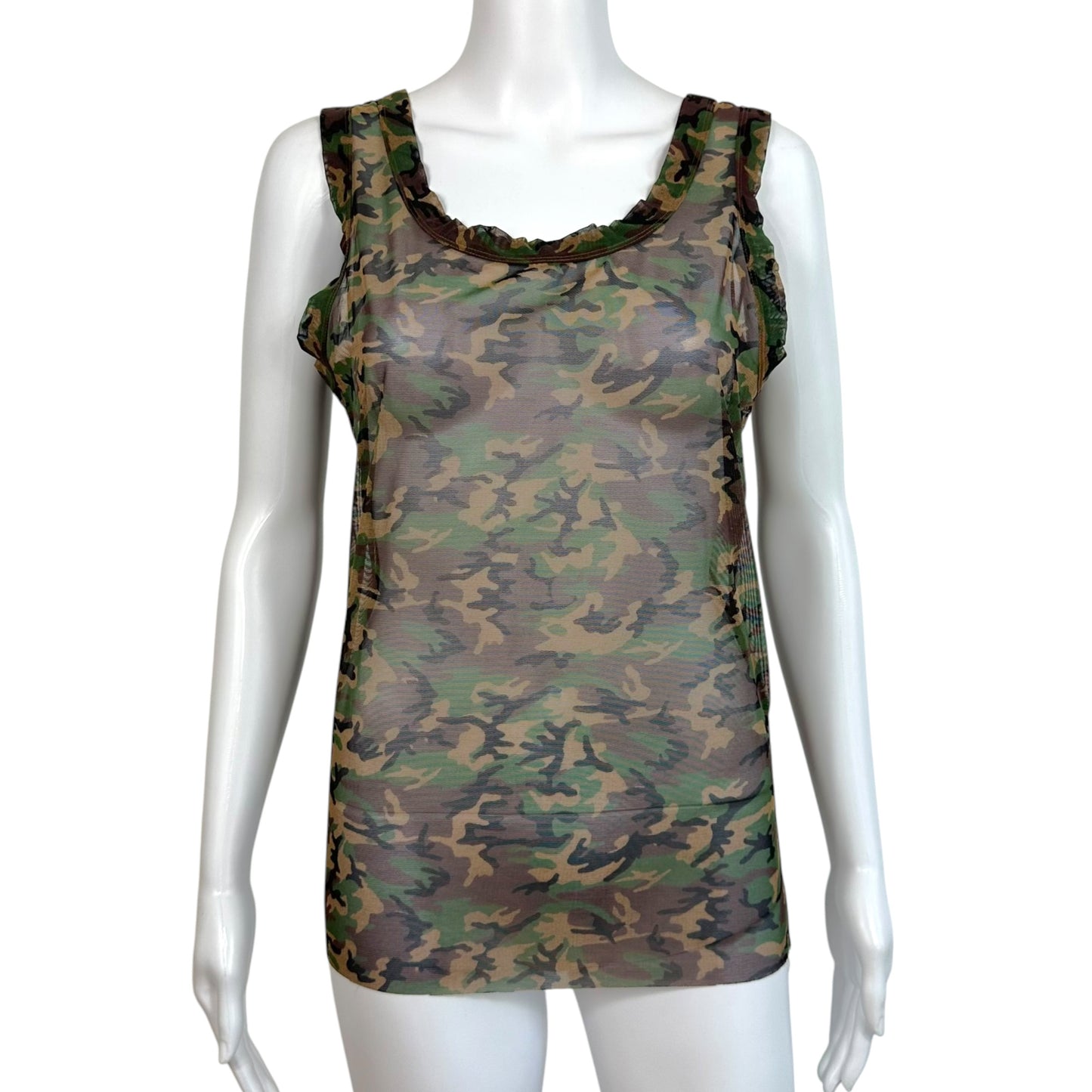 Jean Paul Gaultier Camo Print Mesh Tank Top