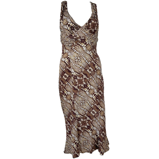 Just Cavalli Roberto Cavalli Brown Snakeskin Print Open Back Midi Dress NEW