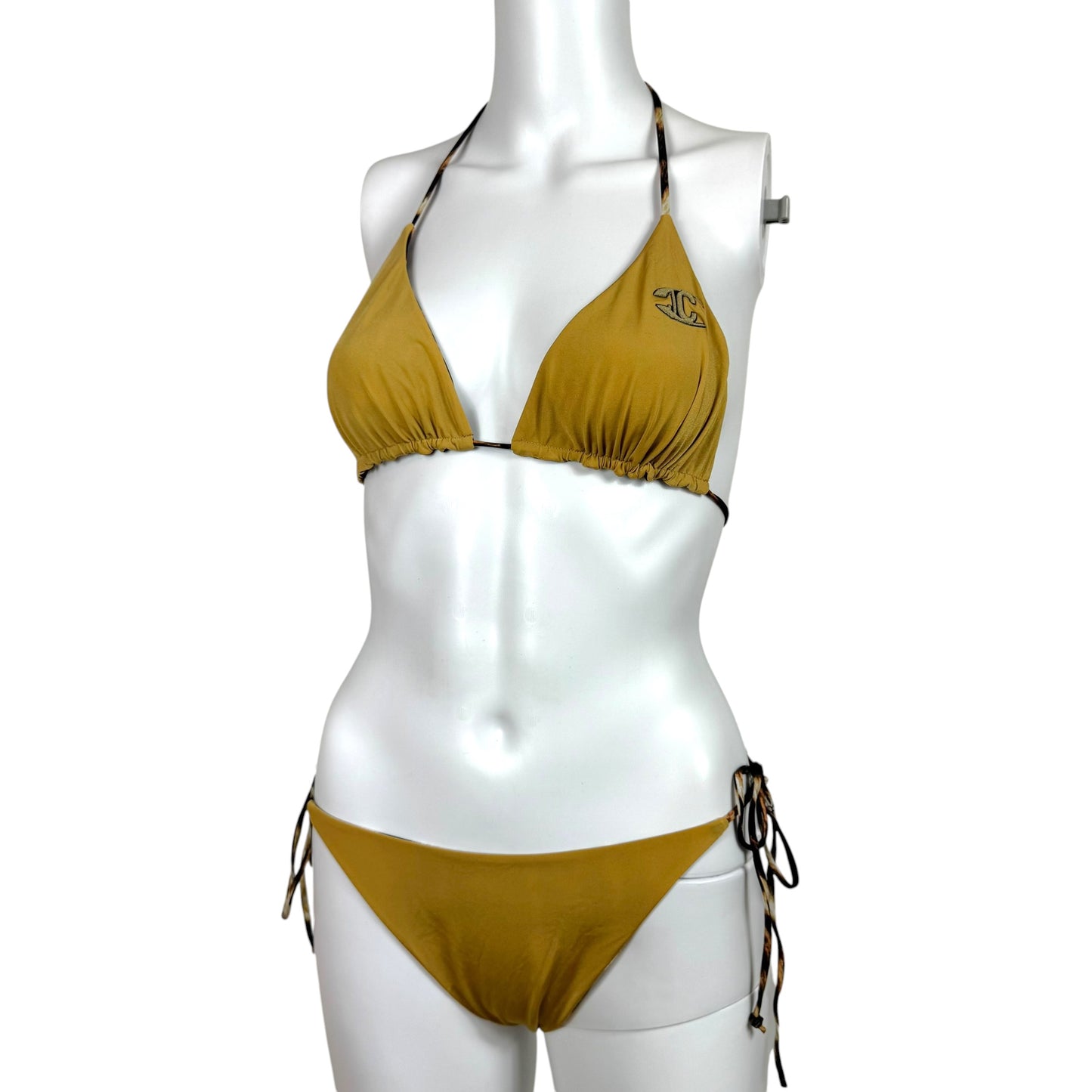 Just Cavalli Roberto Cavalli Leopard Print & Gold Reversible Bikini Set