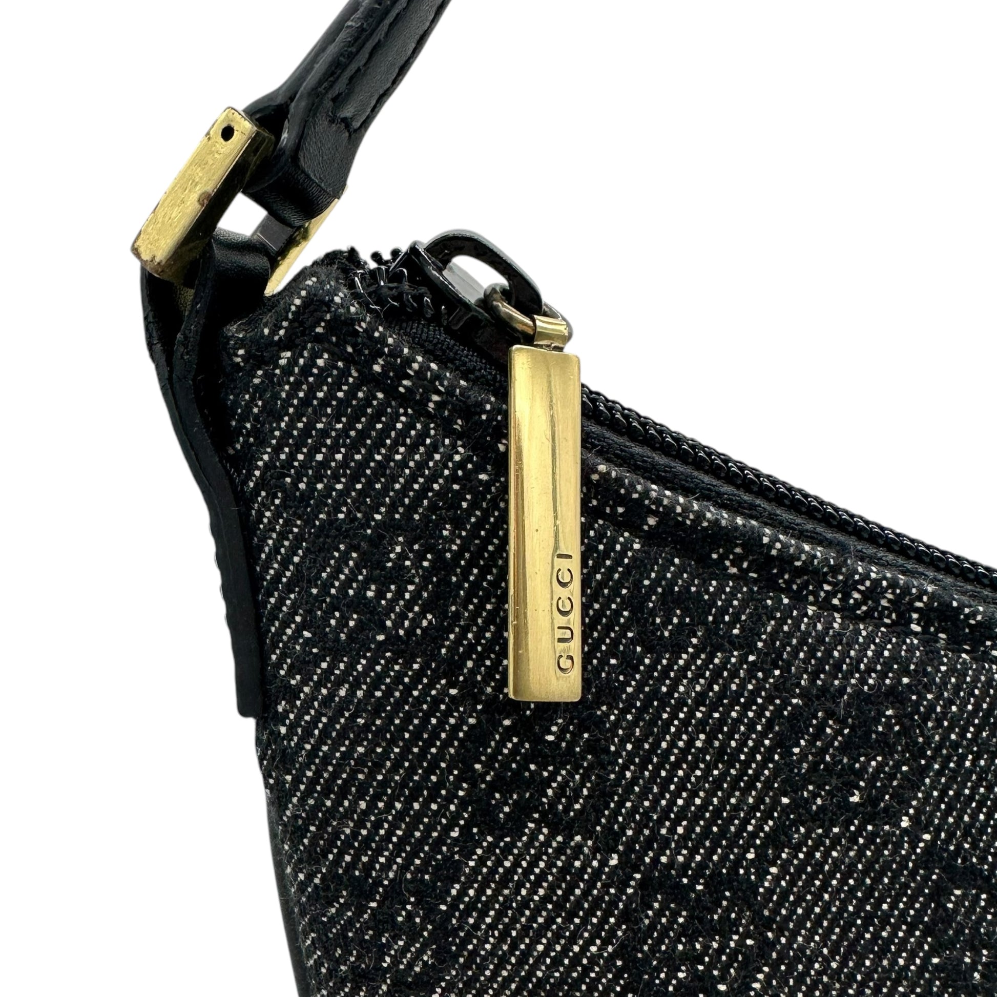 Gucci Gray Denim Monogram Shoulder Bag - Outfit Repeater