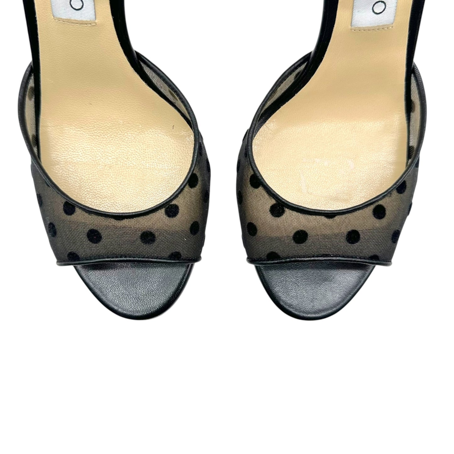 Jimmy Choo Black Semi-Sheer Polka Dot Sandal Heels