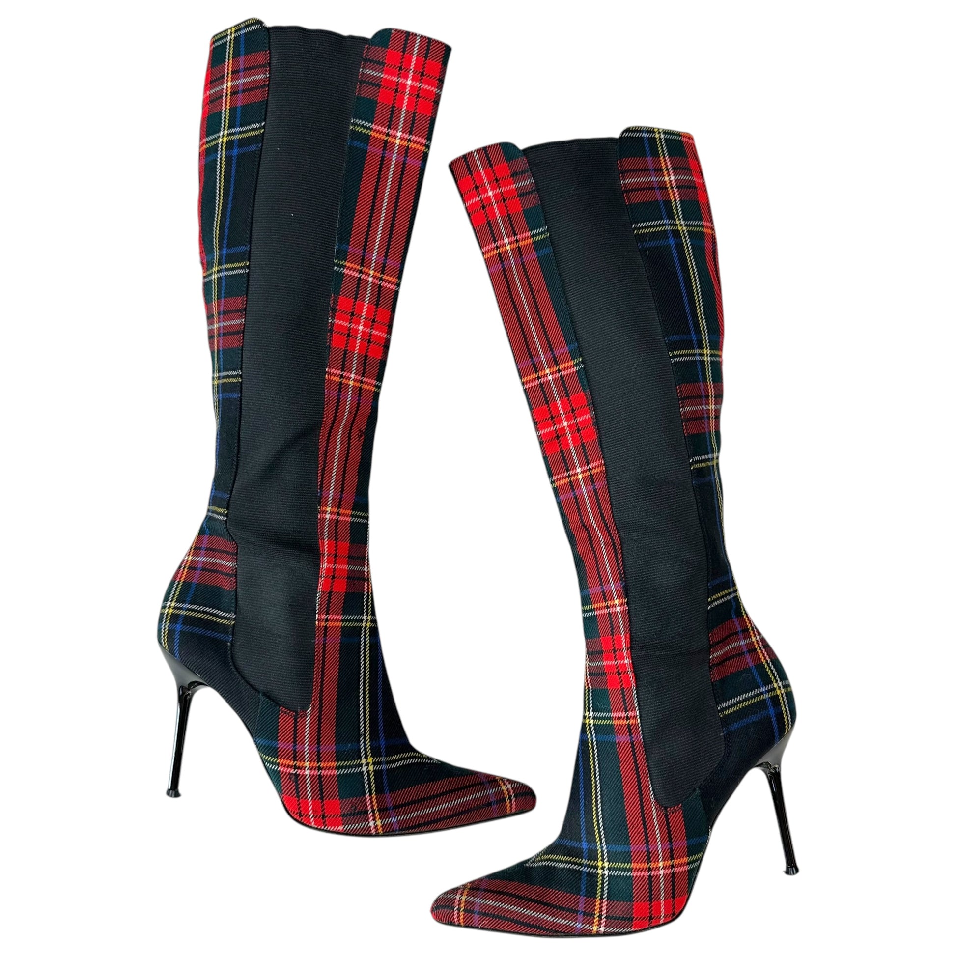 Dolce & Gabbana Red Tartan Pointed Toe Boots - Outfit Repeater