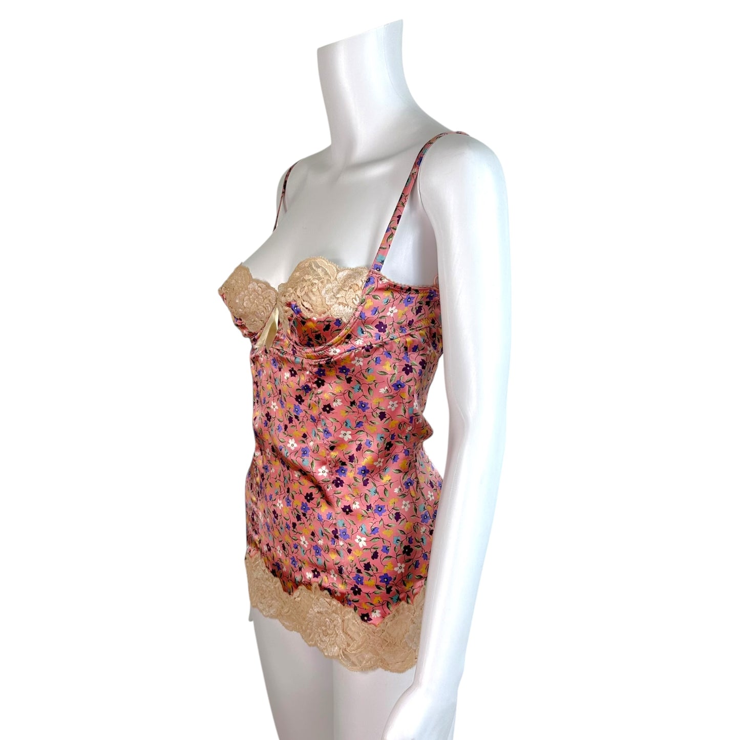 Dolce & Gabbana Pink Floral Silk Bustier Cami Top