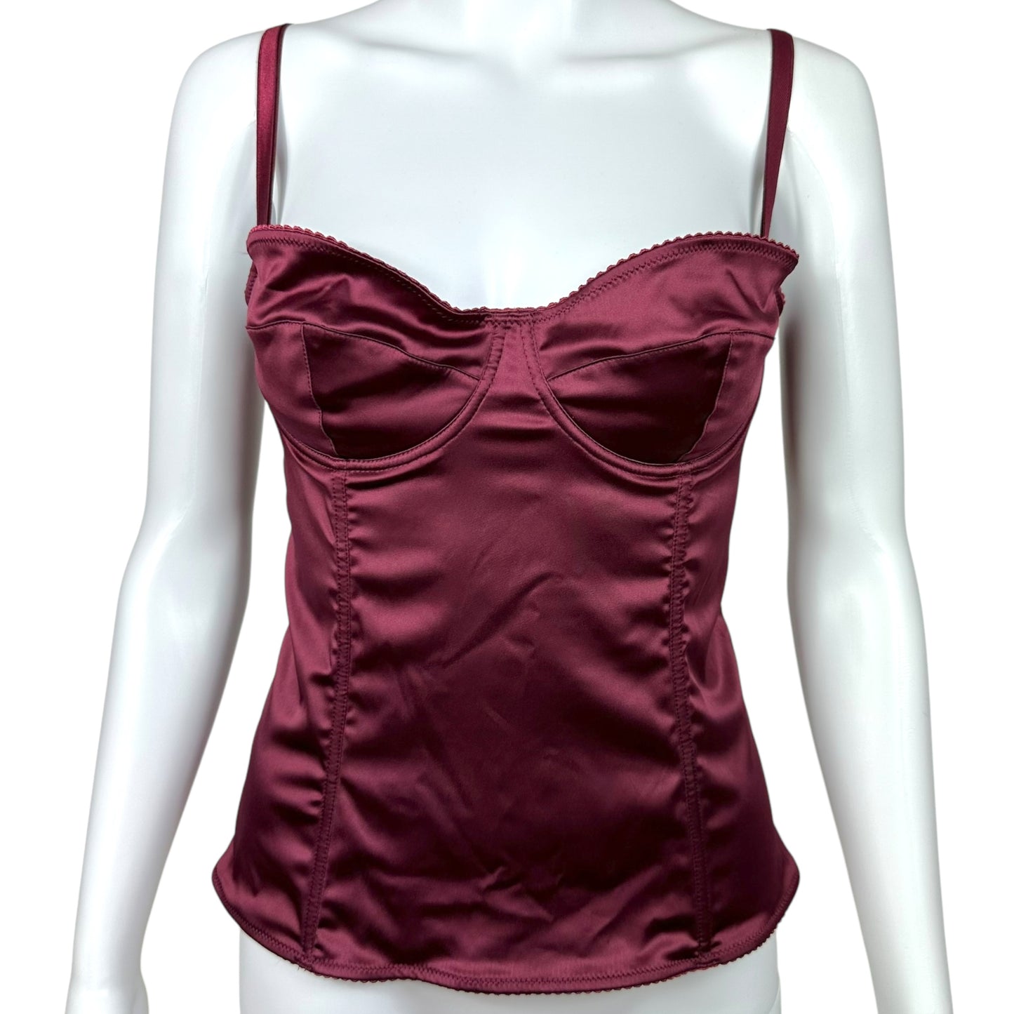 Dolce & Gabbana Burgundy Satin Bustier Corset