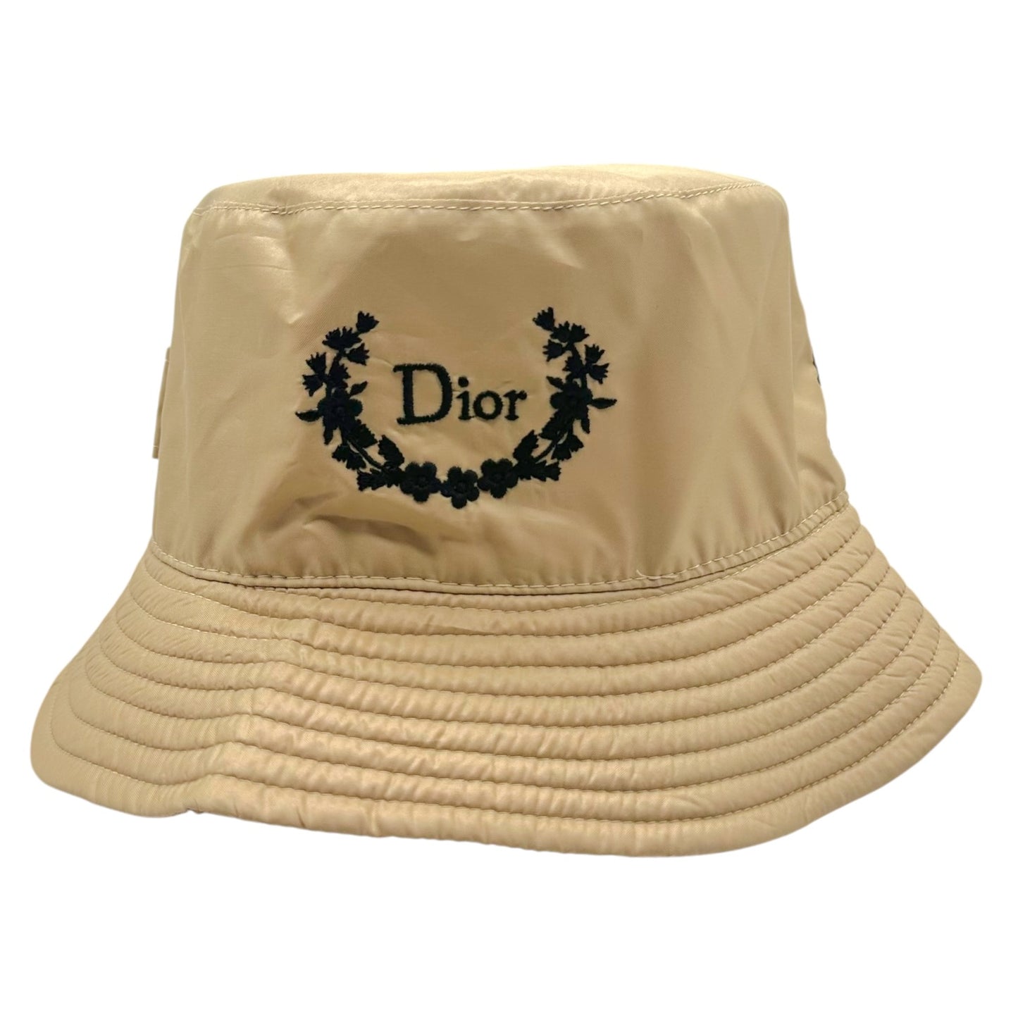 Christian Dior Tan & Black Embroidered Logo Crest Bucket Hat