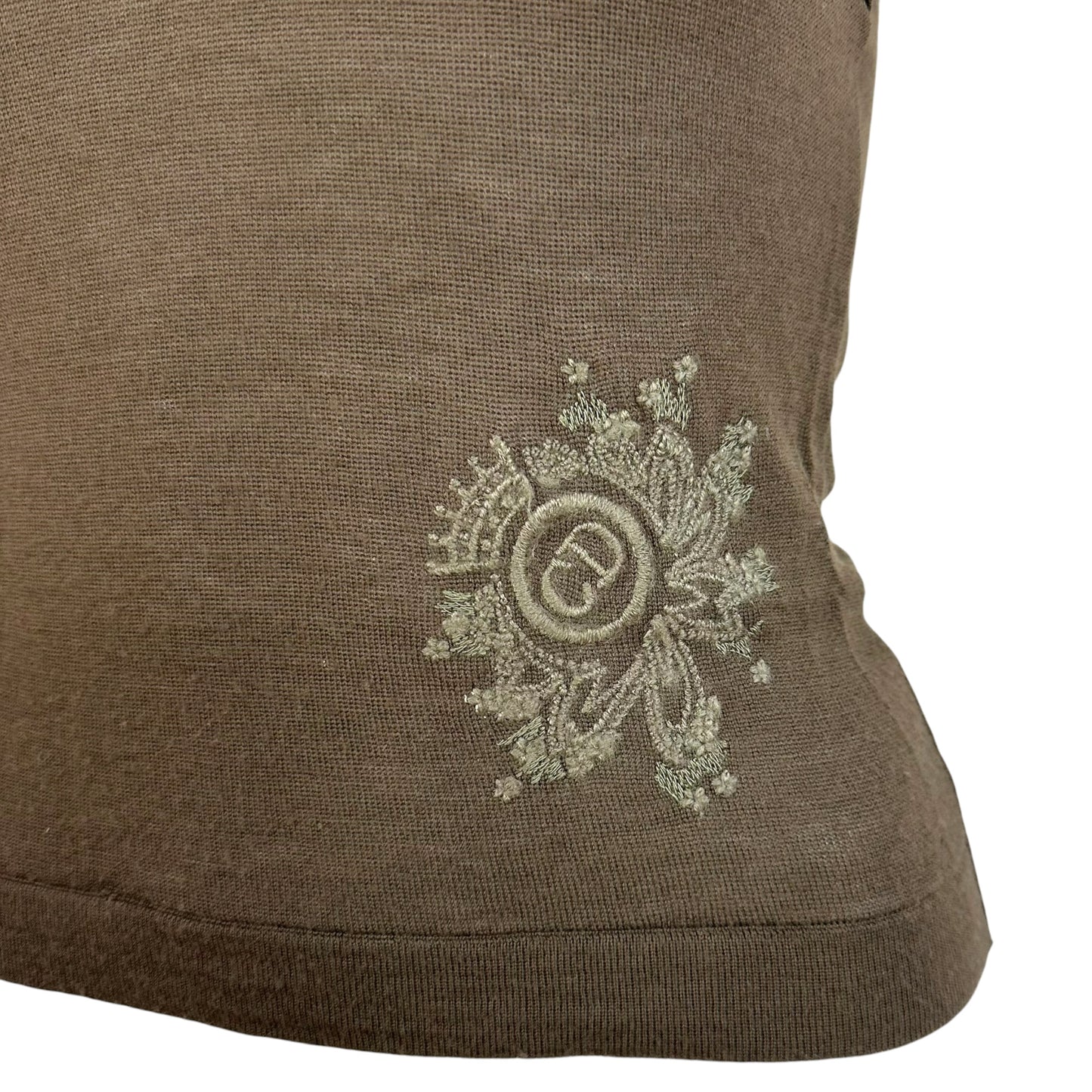 Christian Dior F/W 2006 Khaki Green Logo Embroidered Wool Knit Tank
