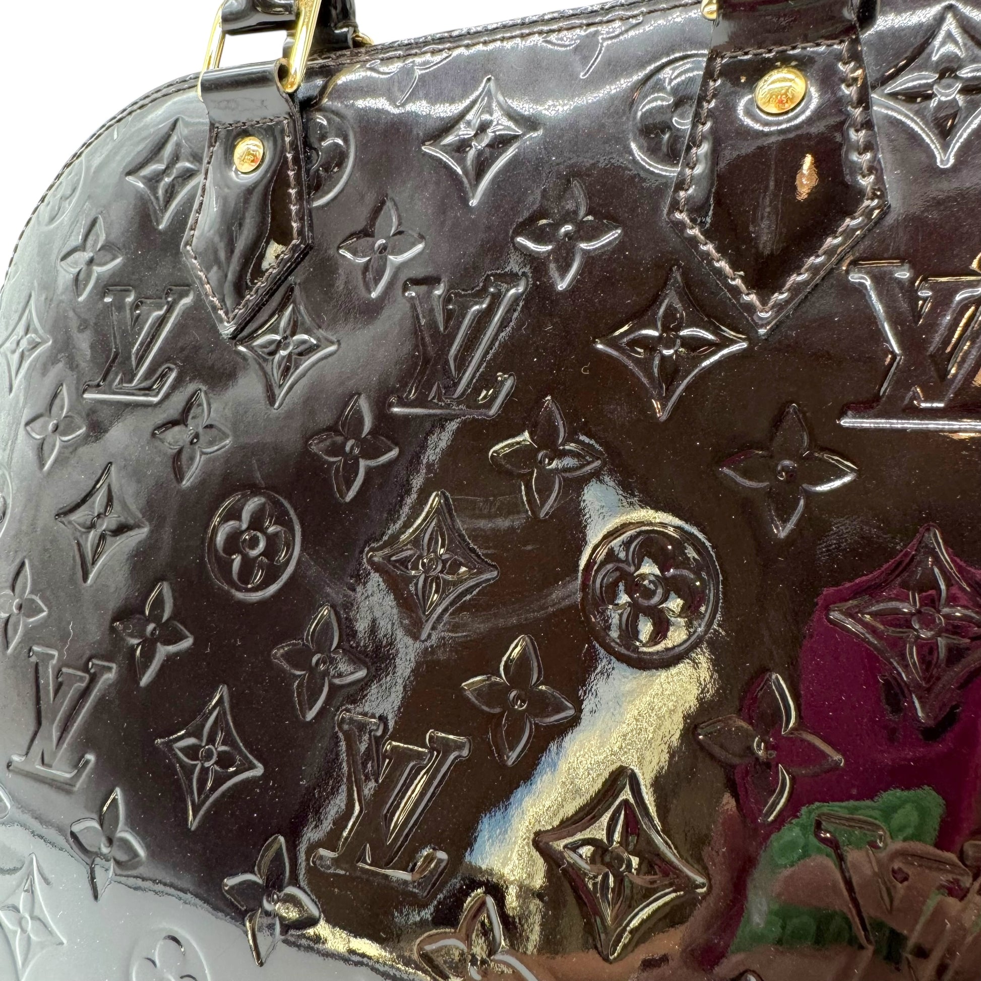 Louis Vuitton Burgundy Vernis Patent Monogram Alma PM Bag - Outfit Repeater