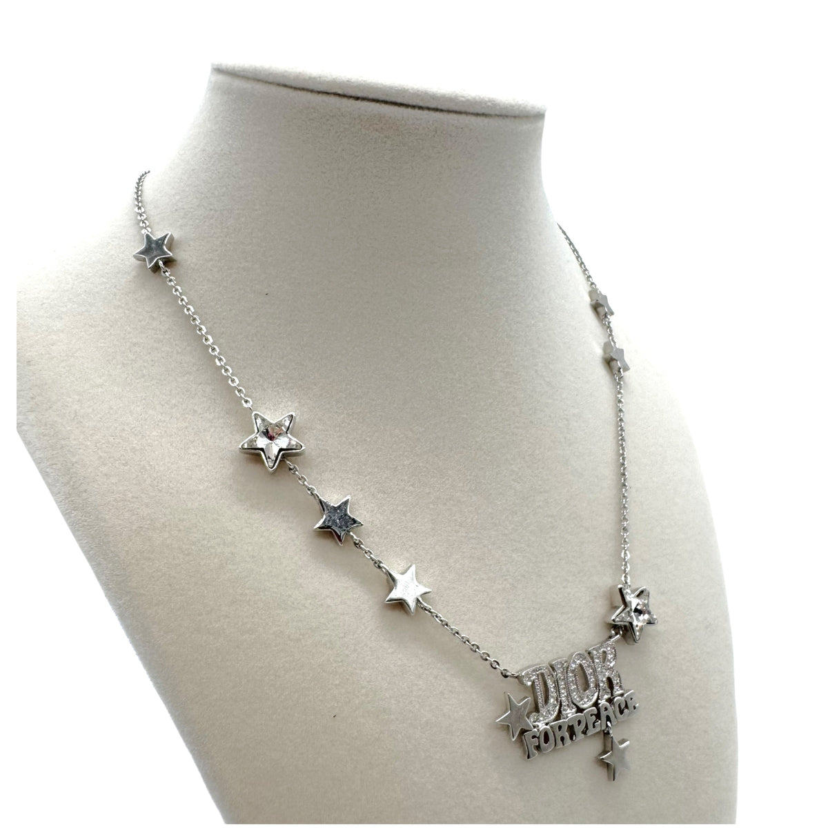 Christian Dior 'Dior for Peace' Silver Crystal Star Embellished Necklace