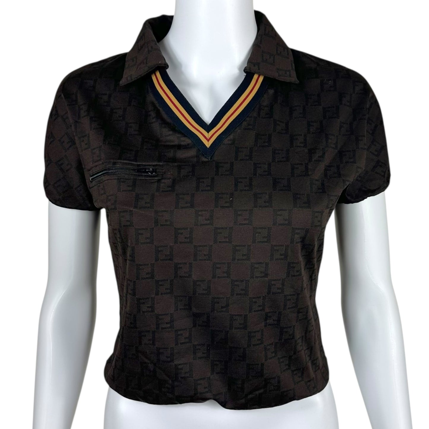 Fendi Brown Zucchino Monogram Crop Polo - Outfit Repeater