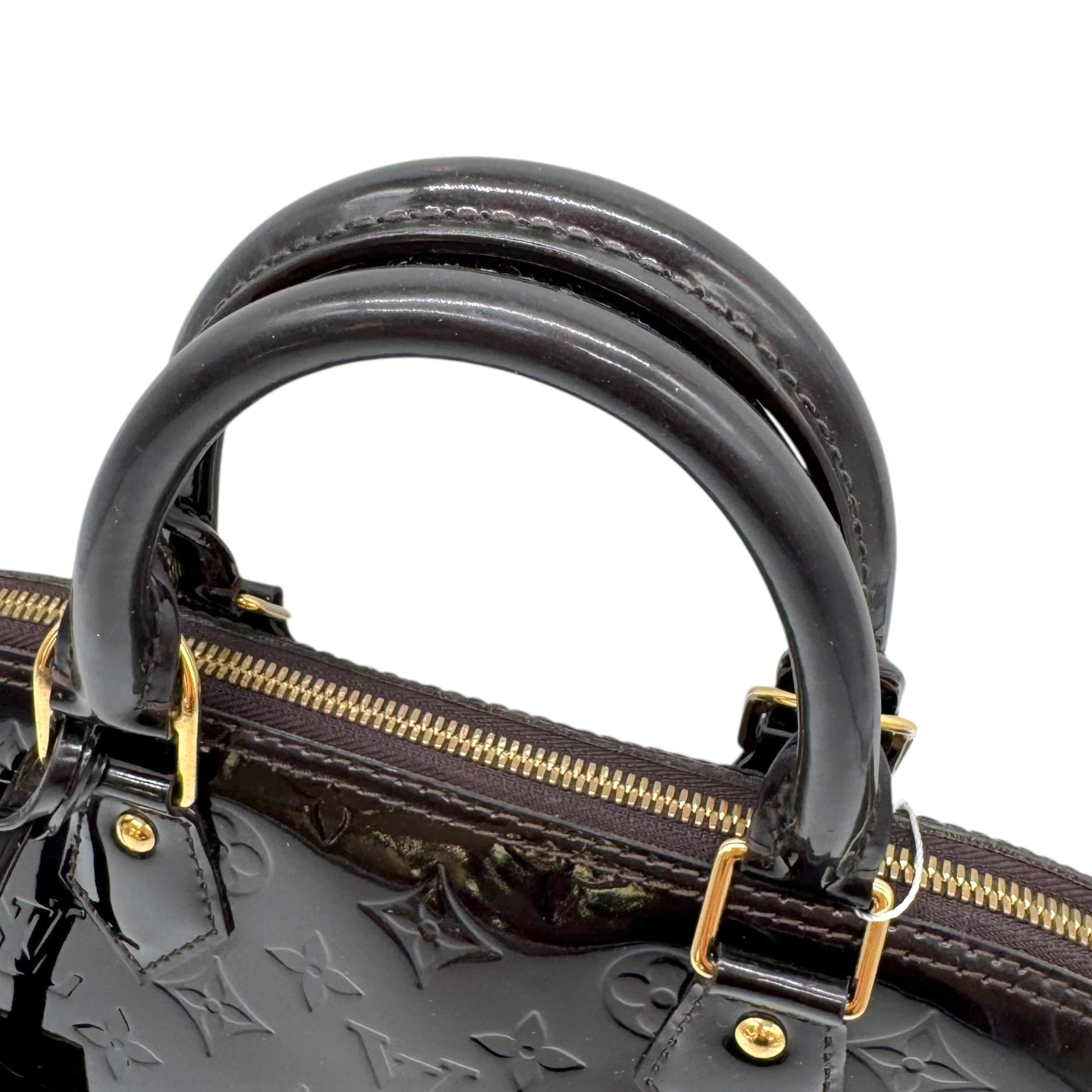 Louis Vuitton Burgundy Vernis Patent Monogram Alma PM Bag - Outfit Repeater