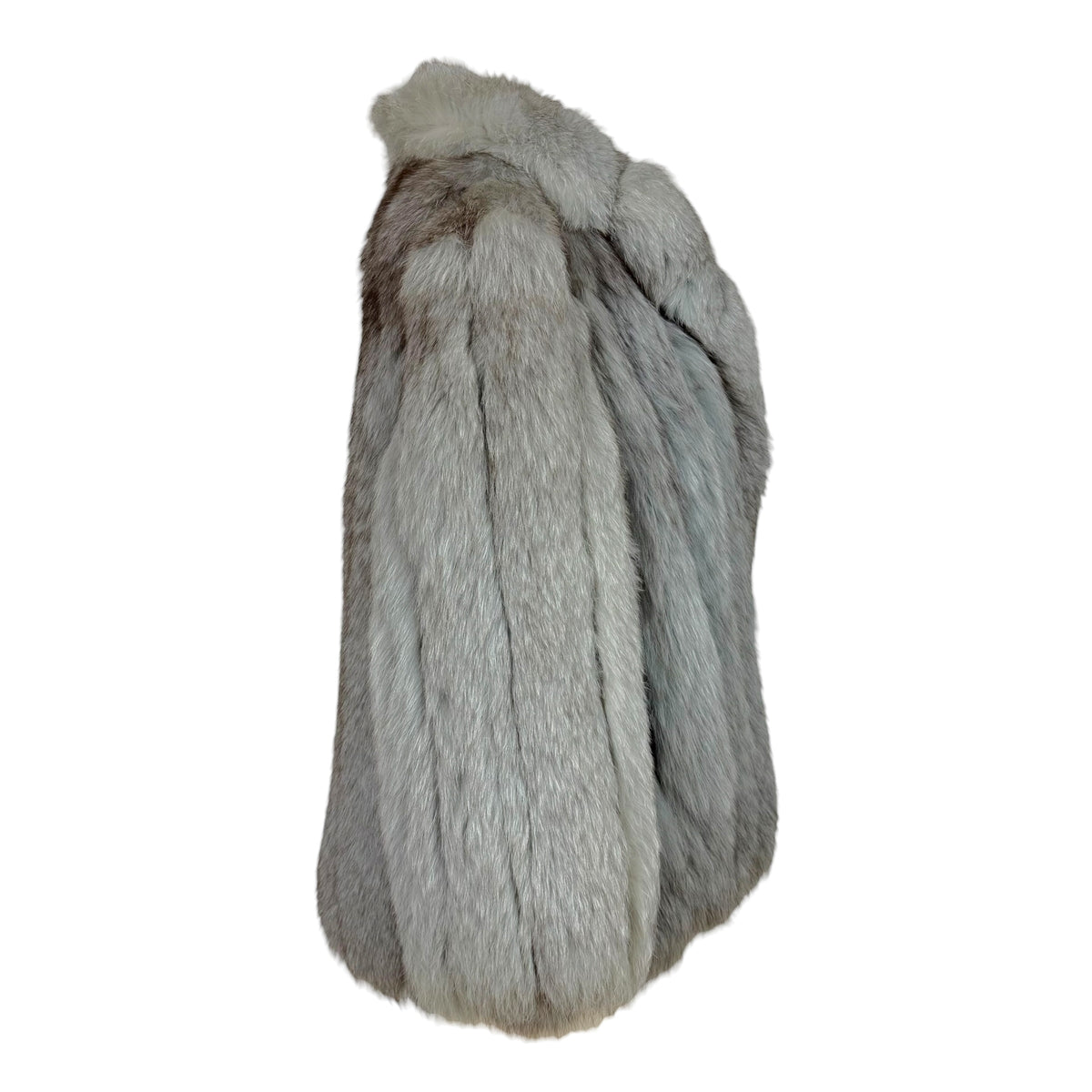 Vintage Fox Fur Coat Light Gray Open Front 1980s